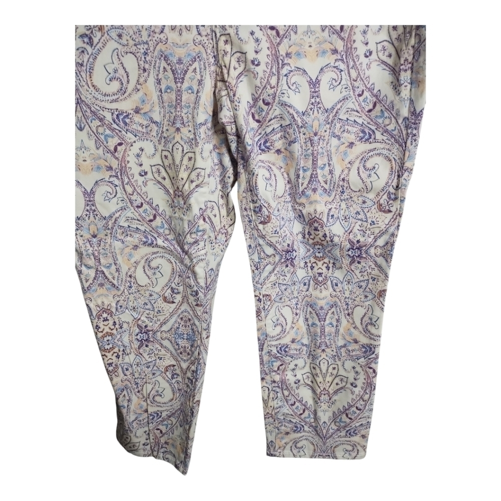Chicos Girlfriend Sateen Paisley Slim Leg Crop Casual Office Preppy Party Pant 6 - Picture 4 of 10